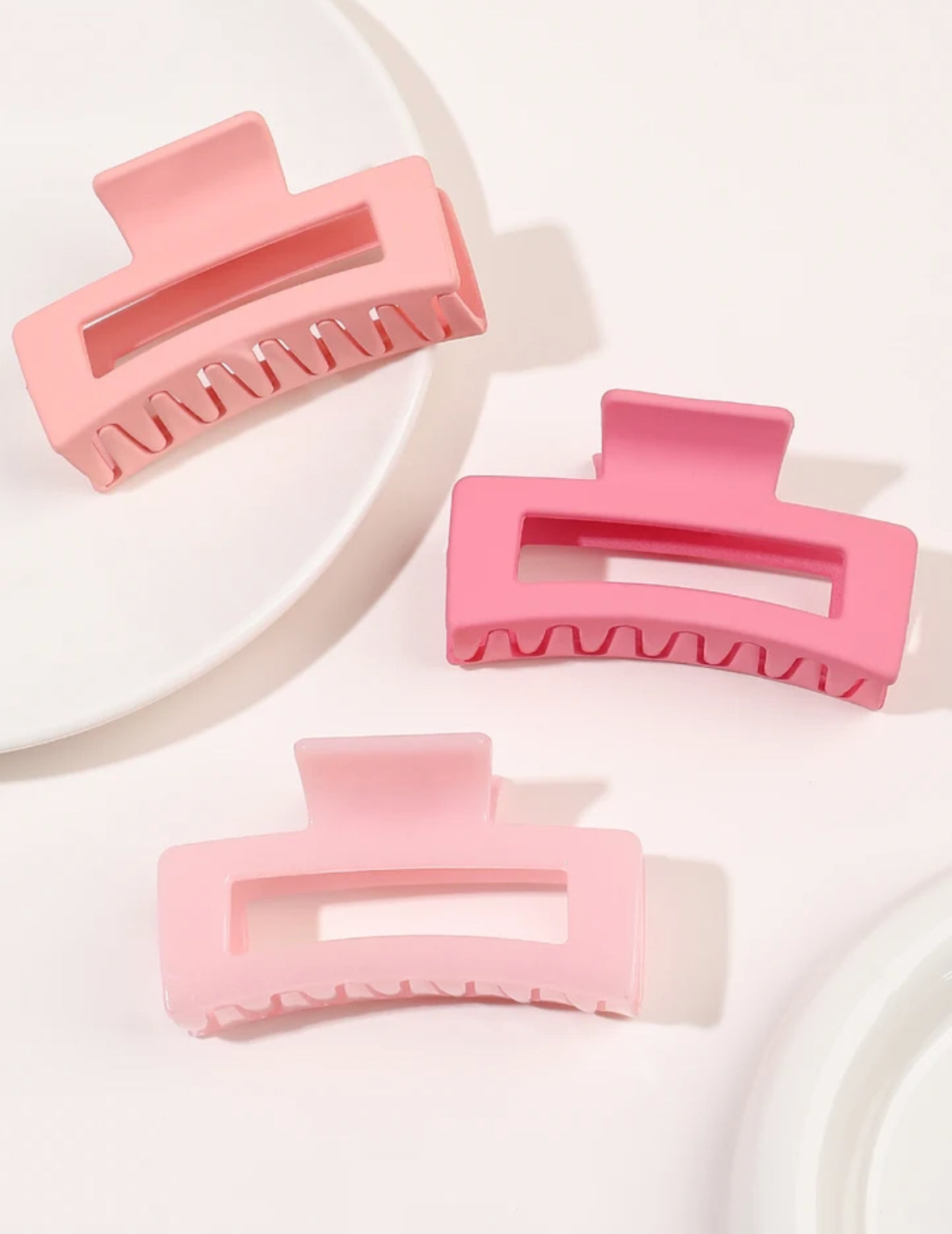 4 Pcs Pink Large Hair Claw Clips 3.4" Non-slip Big Square Matte for Women Girls, Strong Hold Banana Clips for Thick Thin Hair